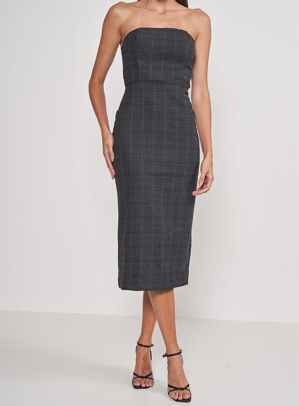 Robe bustier à carreaux slim