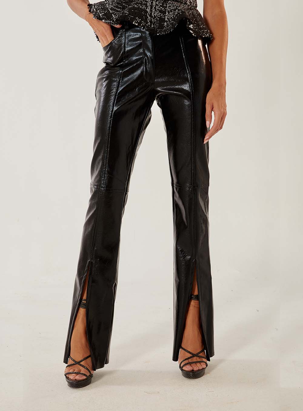 Straight Leg black Pants with Slit