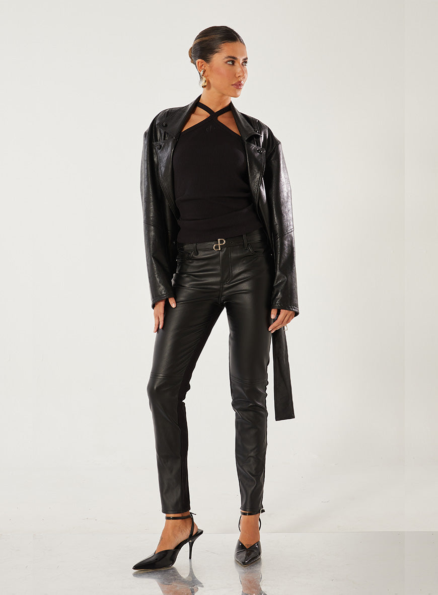 Slim Vegan Leather Pants