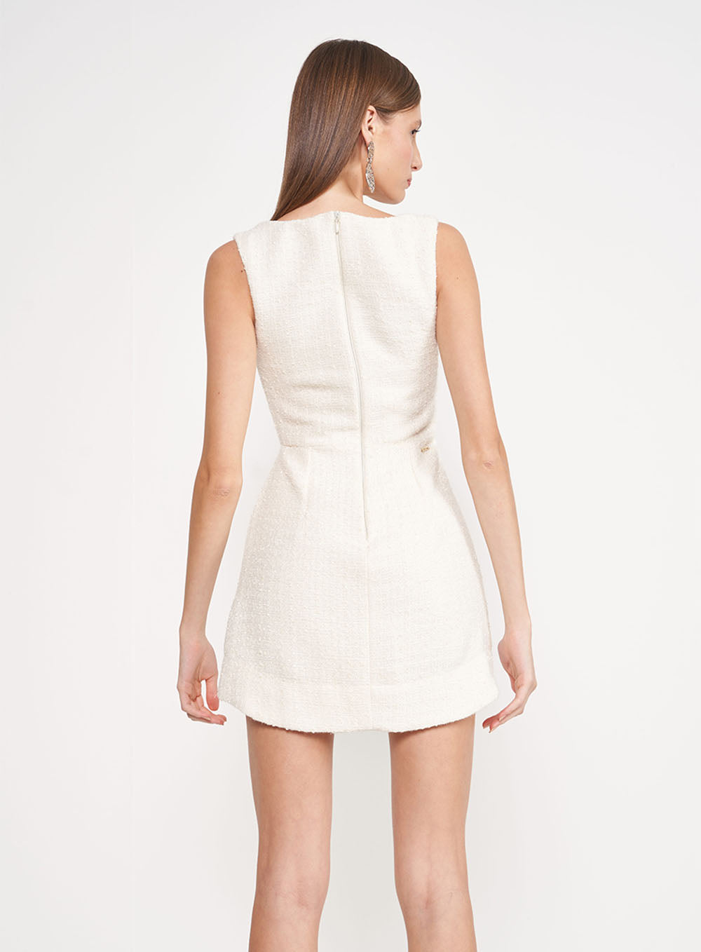 White Tweed Dress with Shine