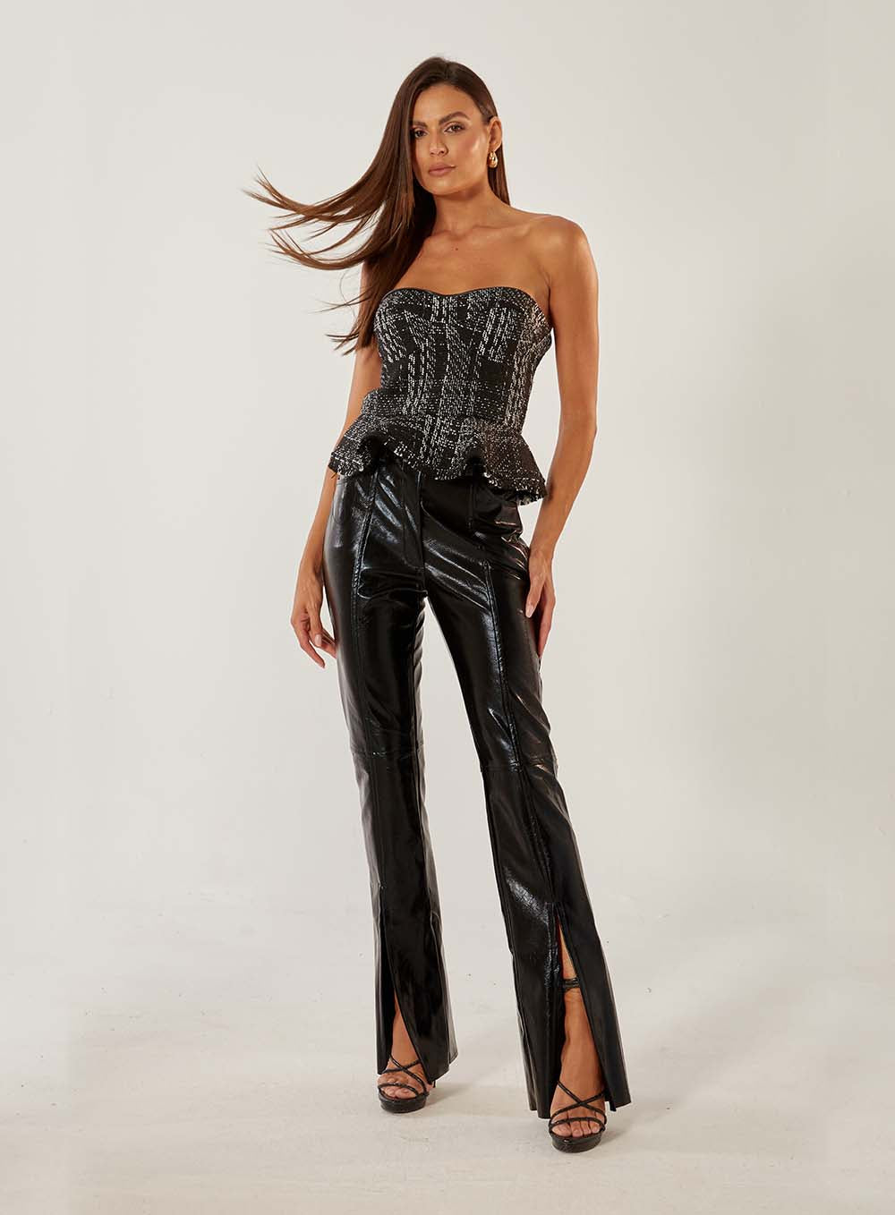 Straight Leg black Pants with Slit