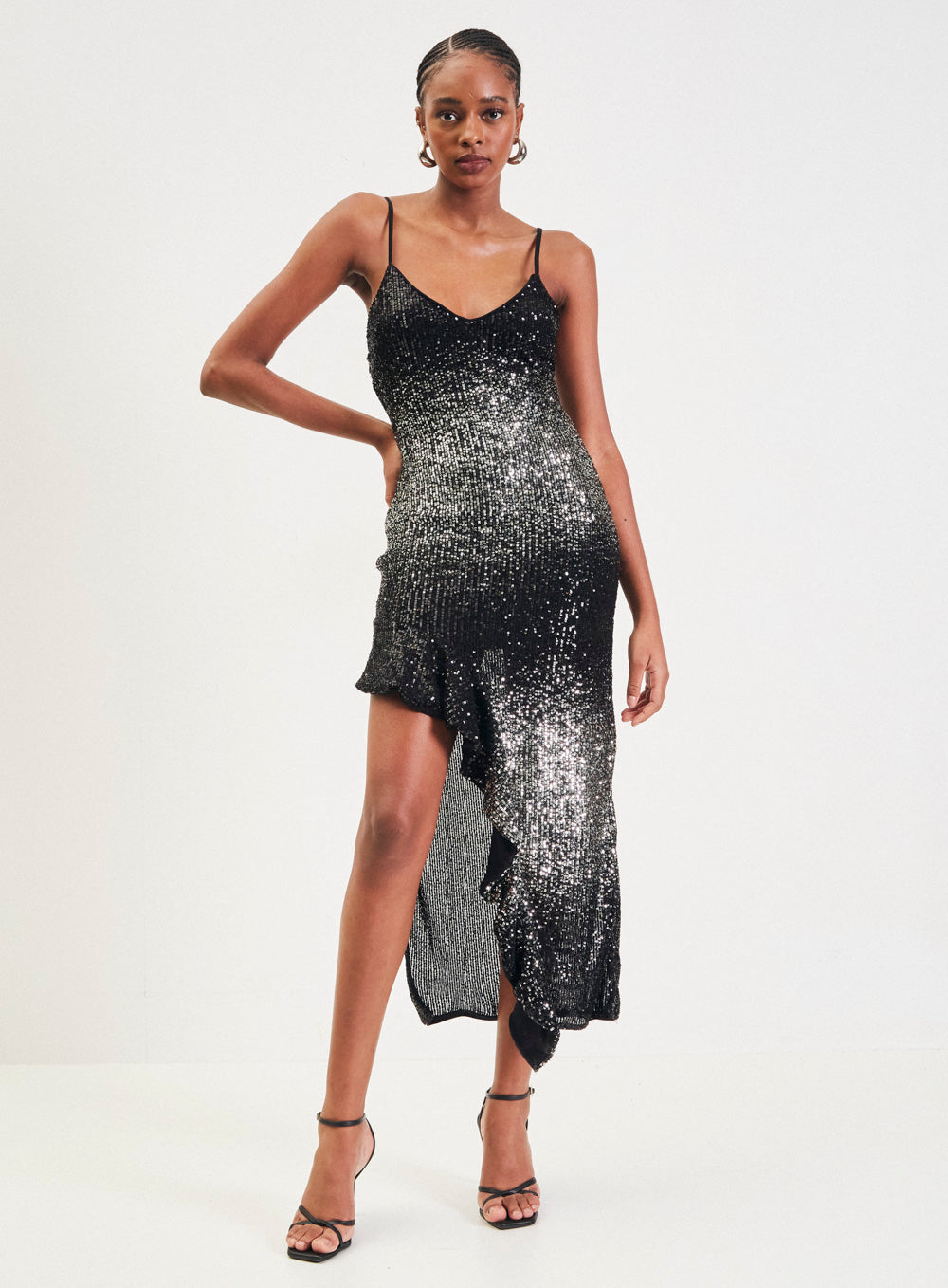 Robe à sequins avec fente